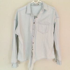 Prana button down light denim tie shirt